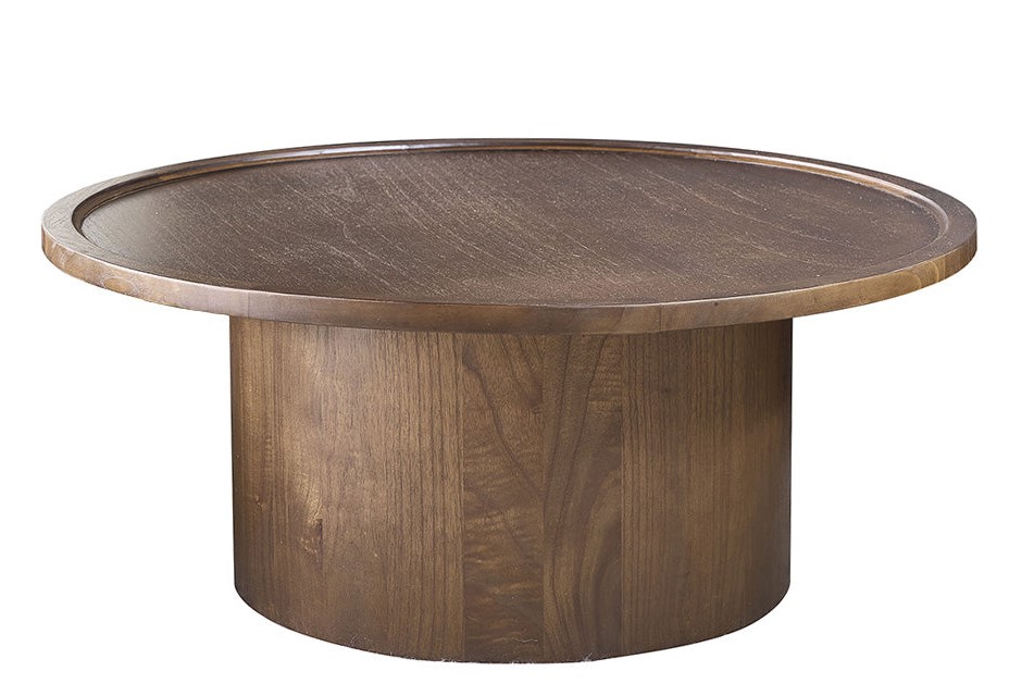  Table basse ronde CALMA en mindi massif finition noyer 100 cm - Berah Getah